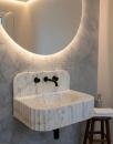  Calacatta Gold Marble Fluted Bathroom Sink